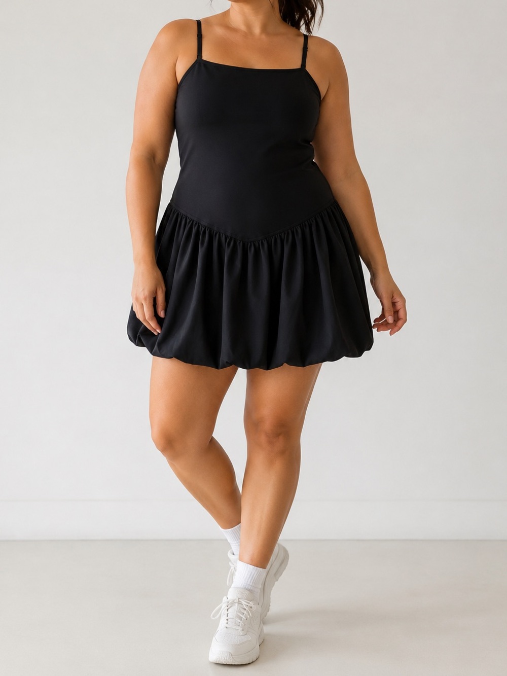 Abercrombie YPB sculptLUX Black Bubble Hem Activewear Shorts Interior Mini Dress